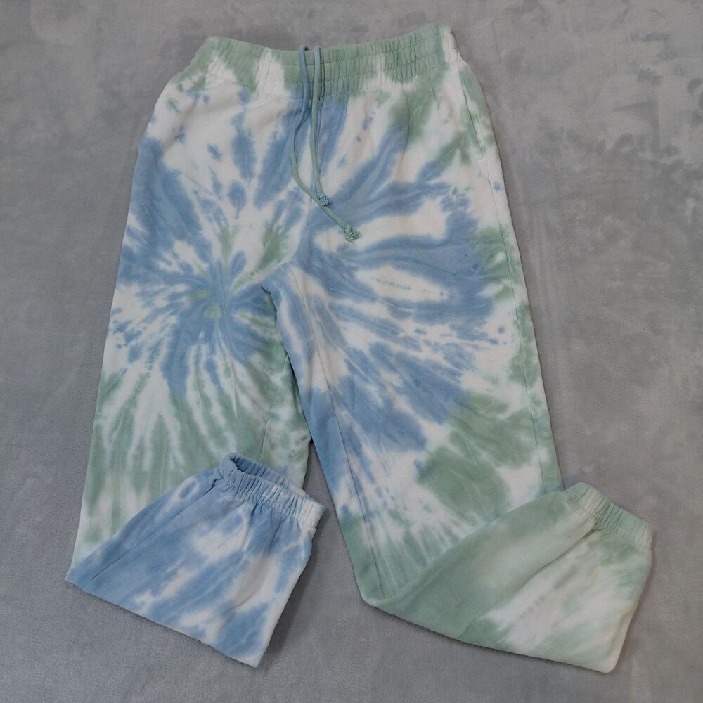 PacSun Tie Dye Sweatpants Womens XS Blue Green Fleece Joggers Drawstring